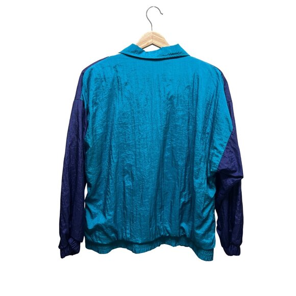Akita Vintage 80's Teal Colorblock Nylon Track Jacket - Picture 6 of 8